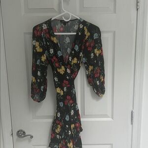 Yumi Kim Black Dress with Multicolor Floral Design